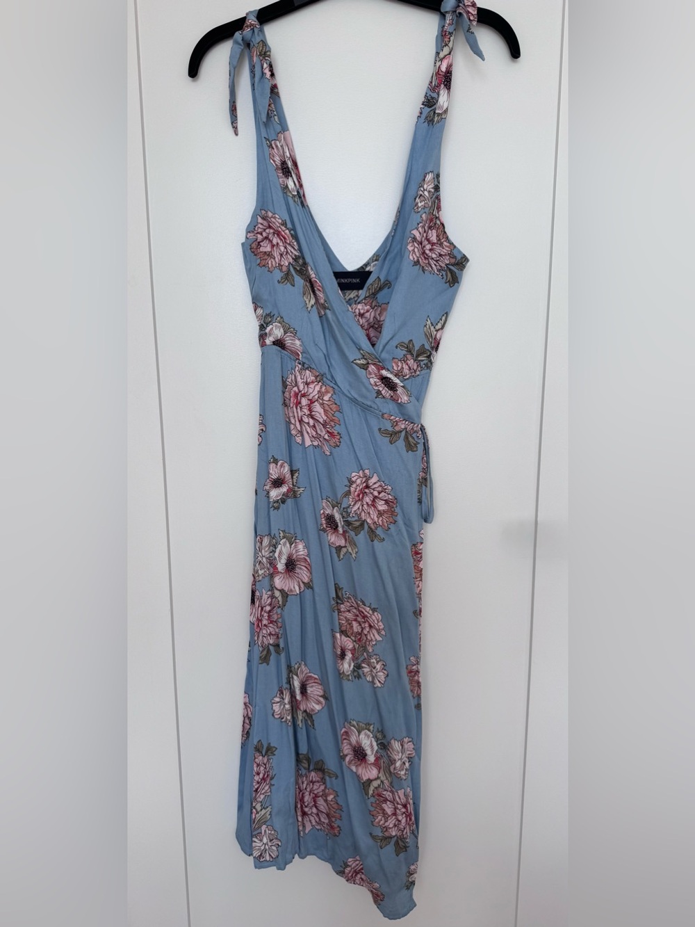 MINKPINK Blue Floral Tie-Shoulder Midi Dress